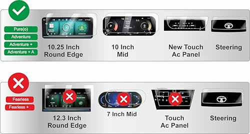 Image of OHAYO 9H Hard Screen Protector for Tata Harrier 2023 & 2024 - 10.25 Inch Infotainment Display, Instrument Cluster, Steering Control Panel & AC Panel Protection | Scratch Resistant, Military Strength, HD Clear, Full Coverage 4 Pack Car Display Guard