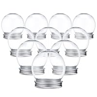HOLIDYOYO 10pcs Plastic Snow Globe DIY Christmas Snow Globes Clear Water Globe with Screw Off Cap Make Your Own Snow Globe Fillable Candy Jar for DIY Crafts