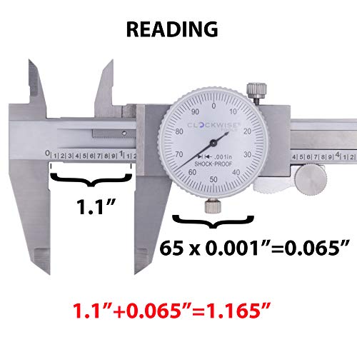 Clockwise Tools Ddlr-0805 Pro Dial Caliper 0-8 Inch Double Shock Proof Stainless Steel Body Sae Measuring Tool #TOP4