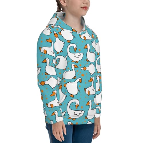 Cartoon Funny Goose Kids Pullover Hoodies Boys Sweatshirts Girls Athletic Clothes with Pocket3