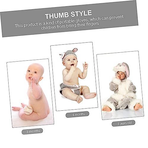 FAVOMOTO 2Pairs Thumb Protector Gloves Thumb Guard for Boy Girl Breathable Prevents Hand Biting Scratching for Boys Random Stripes3