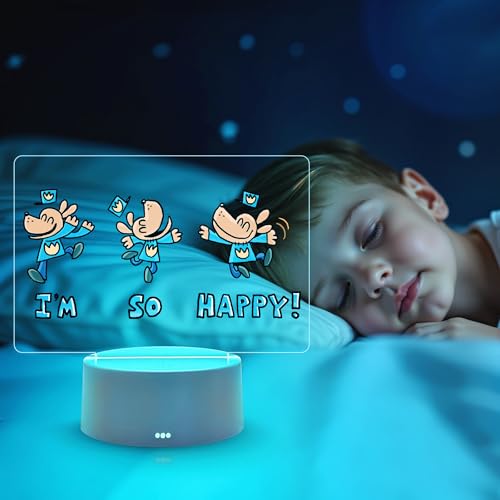 Image of Officially Licensed Dog Man Night Light - Dog Man LED Glow Light with Removable 7 Colors Base, Kids Bedroom Decor Lamp, Night Light for Kids, Christmas Birthday Gifts for Boys & Girls