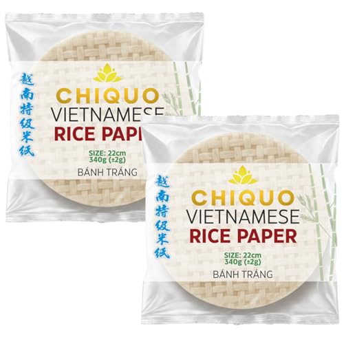 Chiquo Vietnamese Rice Paper 22cm 340g - Pack of 2 | Authentic Vietnamese Wrappers | Ideal for Spring Rolls Summer Rolls Asian Dishes | Easy to Use