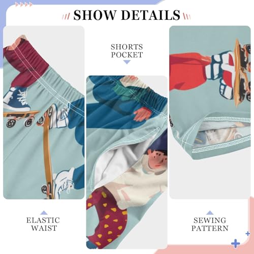 ZZXXB Funny Skating Boys Long Pants Soft Trousers Elastic Waist Kids Lounge Bottoms with Pockets S-XL4