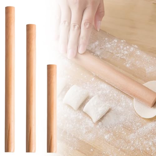 3 Pieza Rodillos de Madera de Haya Sin Asas, Rodillo de Amasar Madera de Haya Kitchen, Tres Tamaños Rodillo de madera (16 cm, 25 cm, 30 cm), Rodillos Masa para Pizza Galletas Panadero Pastelería