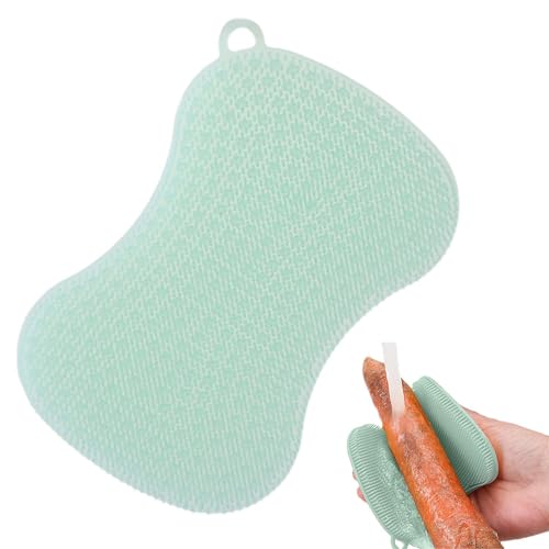 Ruwshuuk Éponge à vaisselle en silicone multifonction avec brosse en silicone | Design trou, éponge de cuisine à séchage rapide pour casserole, poêle, bol