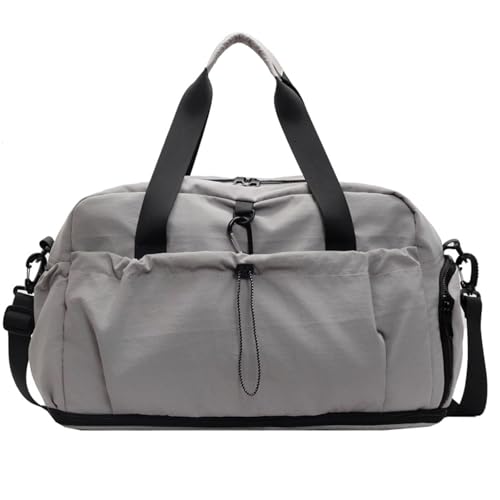 PAOIXEEL ボストンバッグ レディース メンズ 大容量 旅行 修学 拡張可 乾湿分離 軽量 キャリーオン 靴入れ 3way トラベルバッグ トートバッグ 防水 多収納 スポーツ 通学 1泊用 2泊3日 機内持ち込み (スモークグレー)