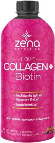 Zena Nutrition Premium Liquid Collagen for Women Healthier Your Skin Hair & Nail Verisol Collagen Liquid Biotin and Collagen Supplements for Women - 30oz
