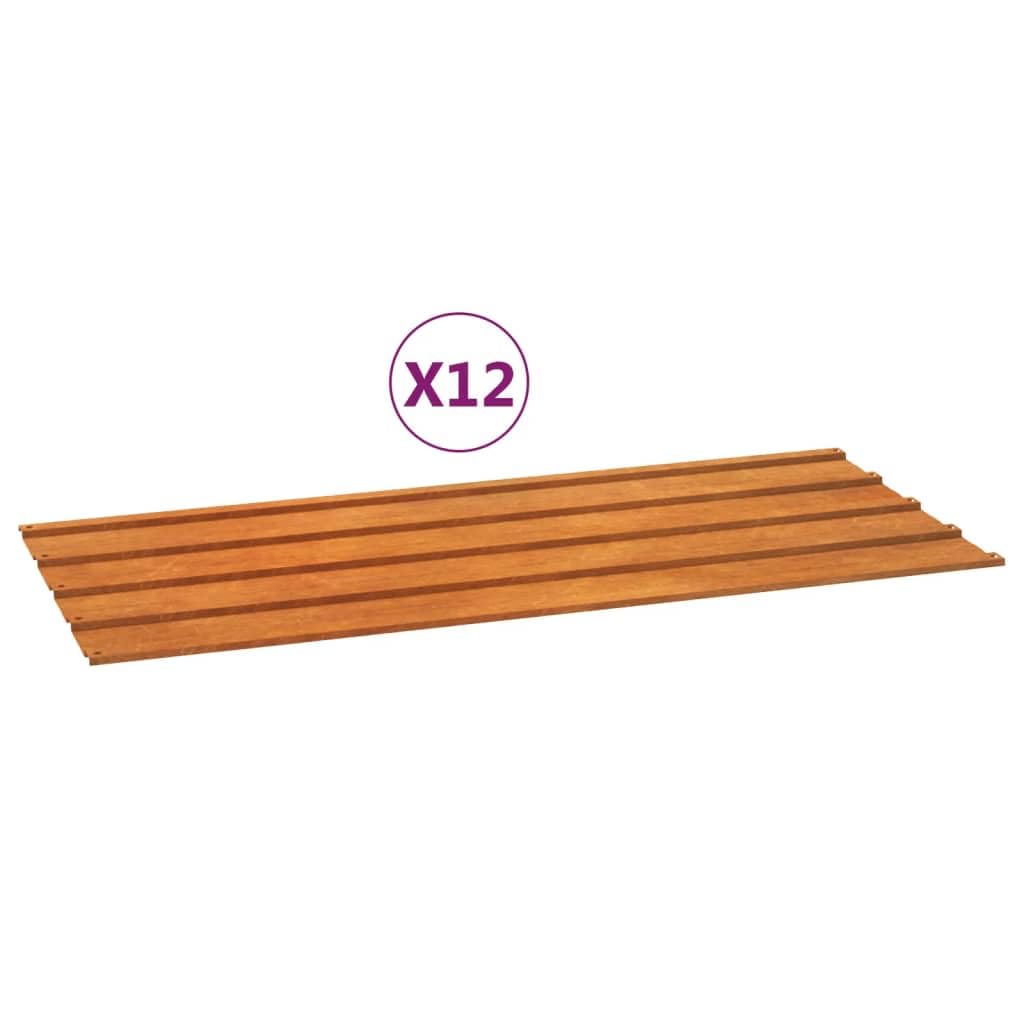 Genérico Paneles de tejado 12 uds Acero corten Oxidado 100x44cm,Bricolaje,Materiales de construcción,Techo,Tejas y baldosas para techo-151974