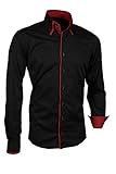 Giorgio Capone Herrenhemd, schwarz, Langarm, Doppelkragen, Slim & Regular Fit (XXL Reg mit Brusttasche)