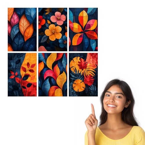Image of SiddArtify Botanical Wall Art Prints Set - Abstract Floral Poster Decor for Living Room Bedroom Office - 12x18 inch Board Pack of 6
