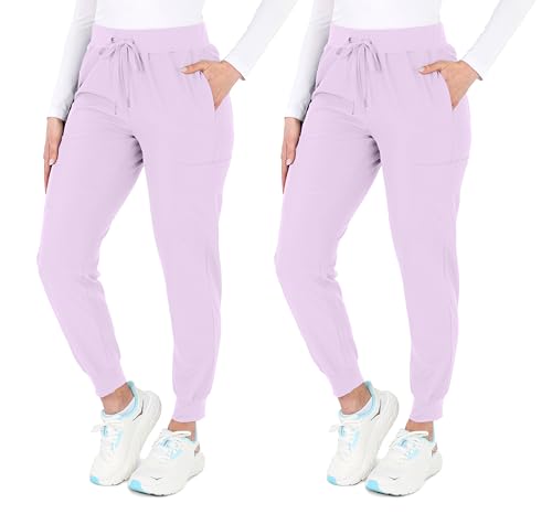 Image of READY SET SCRUBS - Scrub Pants for Women - 2 Pack - Cargo Jogger Pants Set with 8 Pockets - Yoga Waistband - Soft & Stretchy