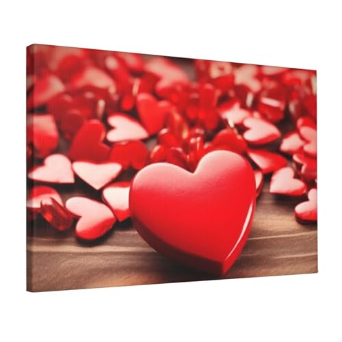 Toile murale imprimée cœurs rouges YoupO cadeau déco chambre
