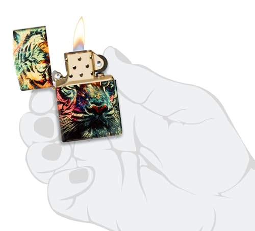 Encendedor Zippo Painted Tiger Diseño Latón Mate miniatura 6