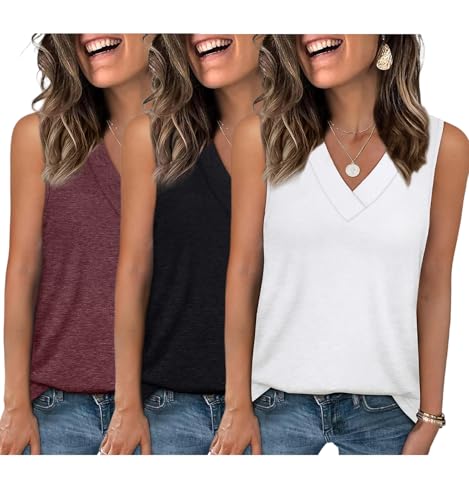 3-Pack EyMuse Women's V-Neck Sleeveless Tank Tops (4 Colors) - image 1