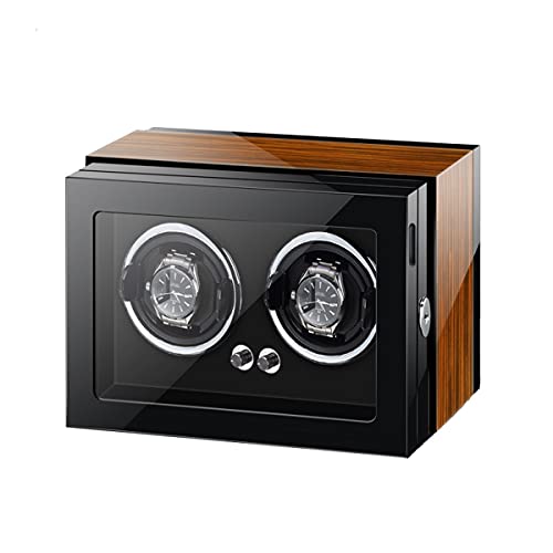 Lussuosa Scatola Carica Orologi Automatico per 1/2/3/4/6/9 Orologi Watch Winder con LED Ligh Motore Mabuchi Silenzioso Grande Capacità Espositore Orologi Rotatorio ( Color : Ebony wood , Size : 2+0 )