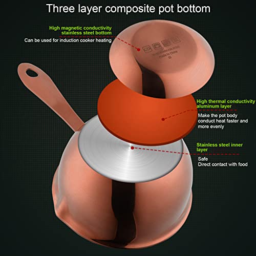 Milk Chocolate Pan, Hot Oil Saucepan Stainless Steel Ergonomic Portable 2 Spouts for Cooking for Soap Rose Gold - Image 4