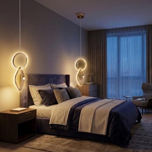 Image of Groeien 12W 3 Color Gold LED Diamond Orbit Pendant, Home Ceiling Lamp