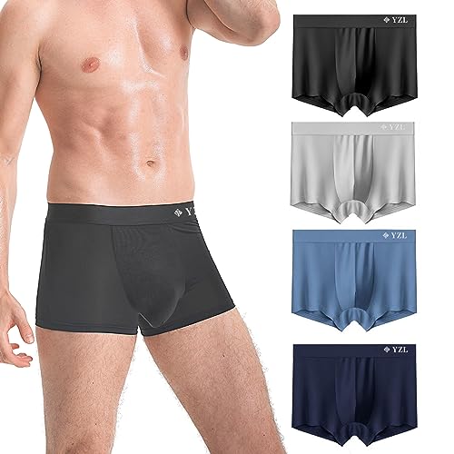Men's Boxer Briefs ice silk Underwear Breathable Elastic oversized 7xl men panties underpants 4-pack gift box2
