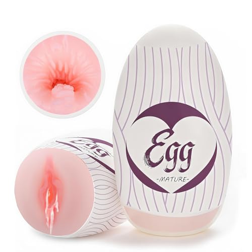 Image of Egg Male Masturbators for Penis Training,Textured Stroker Pocket Pussy Stretchable Stimulator Sleeve with Strong Suction, Realistic Portable Anal Sex Toys for Men（Mature-Style）