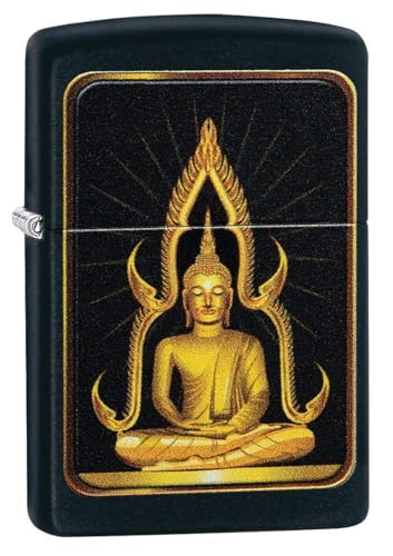 Encendedor Zippo personalizado mate negro buda miniatura 1