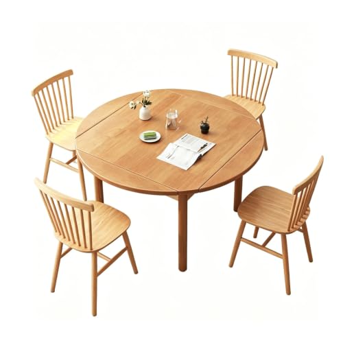 Mesa de Comedor Redonda Extensible de Madera de 100 cm para 4 a 6 Plazas 2
