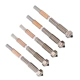 Ejoyous 5 Stück 3D-Druckerdüsen, QIDI Plus4 Bimetall-Düse Bimetall-Extruder Düsen Integriertes Keramisches Isolier Material 0,4 mm 0,2 mm 0,6 0,8
