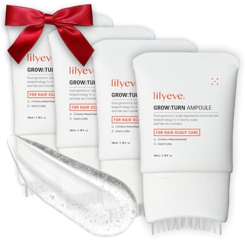 lilyeve GROWTURN Hair Growth Serum with Built-in Brush, Heartleaf-Derived Exosomes to Revitalize, Korean Hair Care, 3.38 fl. oz. (Pack of 4)