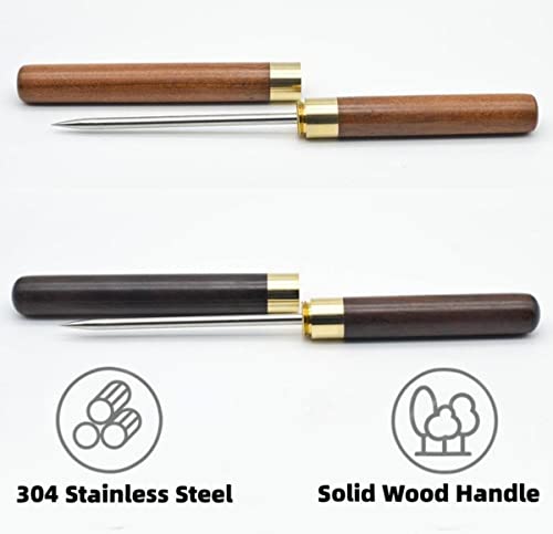 2 Pcs 9" Stainless Steel Ice Picks with Wooden Handle and Safety Cover for Kitchen, Bars, Bartender,Picnics, Camping, and Restaurant