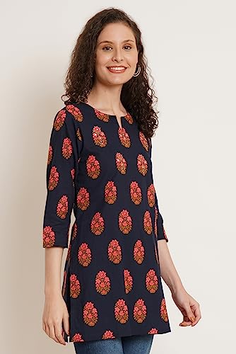 Image of Amazon Brand - Anarva Jaipuri Cotton Printed Short Kurti for Women