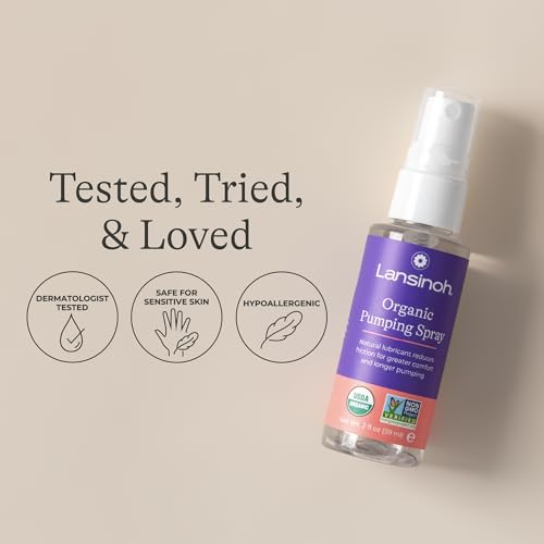 Lansinoh Organic Pumping Spray – Lanolin-Free Flange Lubricant, Breast Pump Spray | Hypoallergenic, Vegan, Plant-Based Breastfeeding Essentials for Sore Nipples & Moisturized Skin, 2 Fl oz - Thumbnail 6