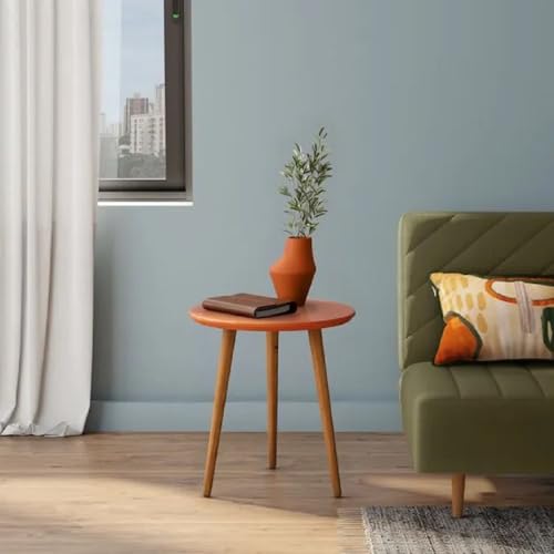 Image of End Table Wooden Side Table Foldable Round Shaped Side Table /Tea Coffee Breakfast Table Modern Living Room,or Apartments (RED Natural)