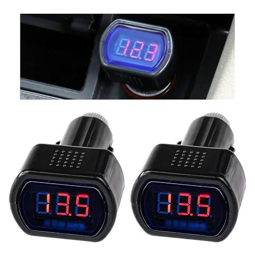 Rdxcv 2 PCS Car LED Cigarette Lighter Voltmeter, DC 12V
