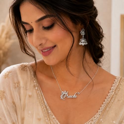 Image of Prachi Cursive Gold & Silver Name Pendant Necklace, Best Jewelry Gift for Girls.