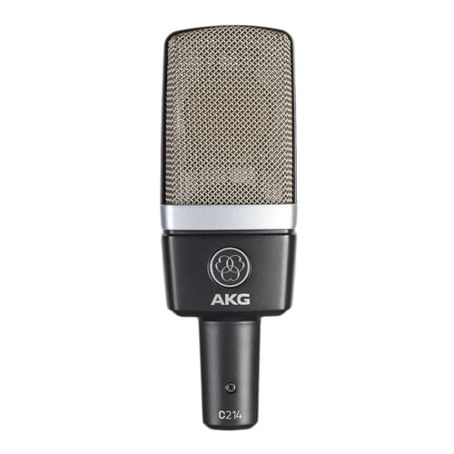 AKG Pro Audio C214 Studio Grade Professional Large Diaphragm, Single Capsule, Vocal and Instrument Condenser Microphone with Rugged Aluminum Carrying Case. XLR Connector. Gray with Gold by AKG - Used condition - US$281.06