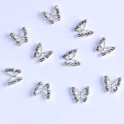 3D Alloy Butterfly Nail Charms,Shiny Diamonds Metal Butterfly Nail Gems Nail Rhinestones Nail Art Charm,Nail Decoration Rhinestones For Nails Diy Manicure Jewelry Accessories Women Nail Supplies,10Pcs #TOP6