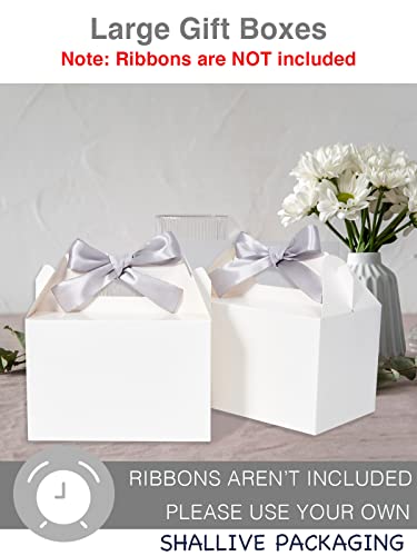 Shallive 25 Pcs Large Treat Boxes 9X6X6 Inch White Gable Gift Boxes With Handle Kraft Lunch Boxes Recycled Paper Gift Bags Take Out Cookie Boxes Welcome Boxes Candy Bags For Wedding Baby Shower Birthday Party Supplies #TOP5