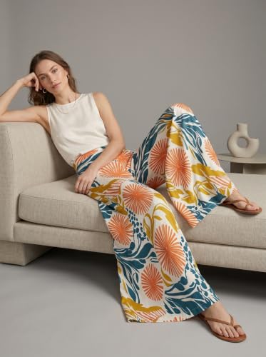Image of HELLCAT Trousers for Woman | Palazzo Pants | Wide Leg Printed Palazzo | Women Casual Trouser | Korean Trousers