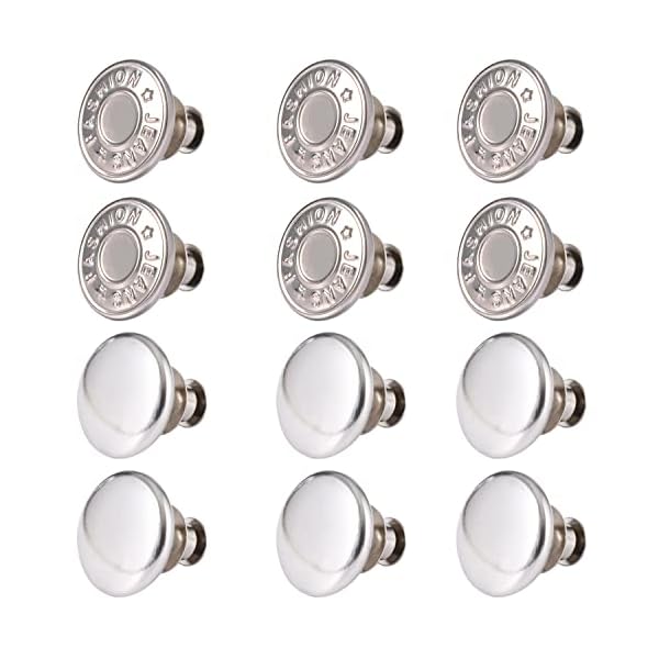 12PCS Button Pins for Jeans|Replacement Button|Instant Detachable Pants Pins to Extend or Reduce Pants Waist Size, Suitable for Cowboy Clothing, Backpack, Skirt, Jackets, Bags,Crafts DIY