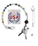Hidden Hollow Beads Multi Key Keeper 12" Women's Hand Beaded in USA Purse Keychain Handbag Key Holder Anti-Lost Wallet Organizer Strap Key Finder Chain Bag Accessory Gift for Women (Reel)