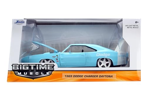 Jada Big Time Muscle 1:24 1969 Dodge Charger Daytona Die-Cast Car, Toys for Kids and Adults(Sky Blue)