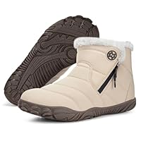 Gaatpot Barefoot Winter Boots Women Men Snow Boots Minimalist Slippers for Comfortable Warm Lined Non-Slip 37-47EU, beige, 5 UK