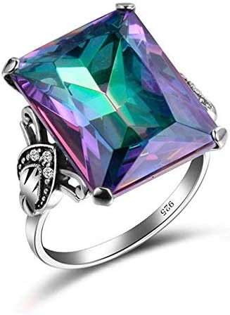 4.3CT Mystic Rainbow Topaz 9-2-5 Silver Ring Women Wedding Engagement Size6-10 (8)
