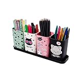 Porta Canetas C/Bandeja Decorado Cute 5 Pçs Plasútil