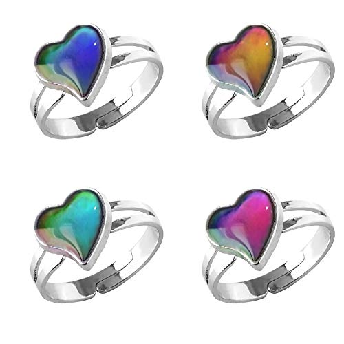 Mood Ring Love Heart Color Changing Emotional Feeling Adjustable Size Mood Rings 2pcs(Love Heart)2