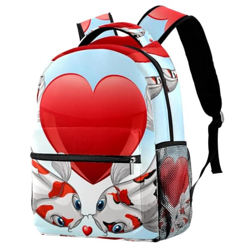 Sac à dos d'école poissons koï imprimé artistique multicolore pour tous