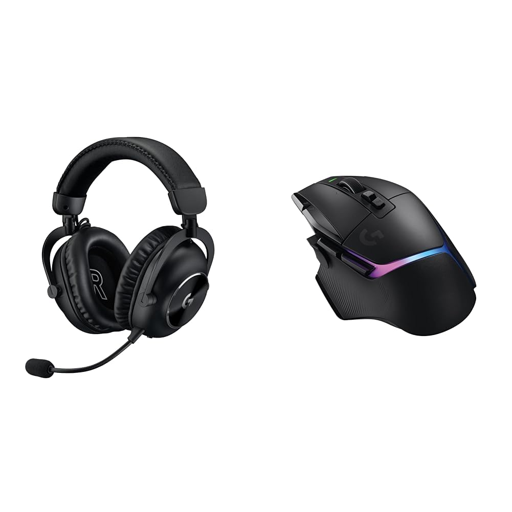 Logitech G Pro X 2 Lightspeed Cuffie Gaming Wireless, Microfono a Braccio Rimovibile & G502 X PLUS Mouse Gaming Wireless LIGHTSPEED RGB