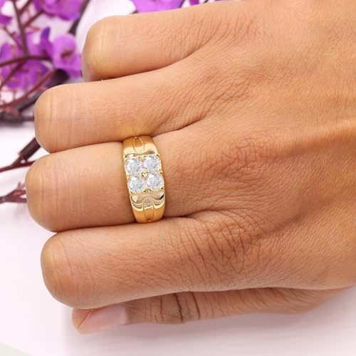 Bague diamant moissanite en argent 925 plaqué or jaune 18k
