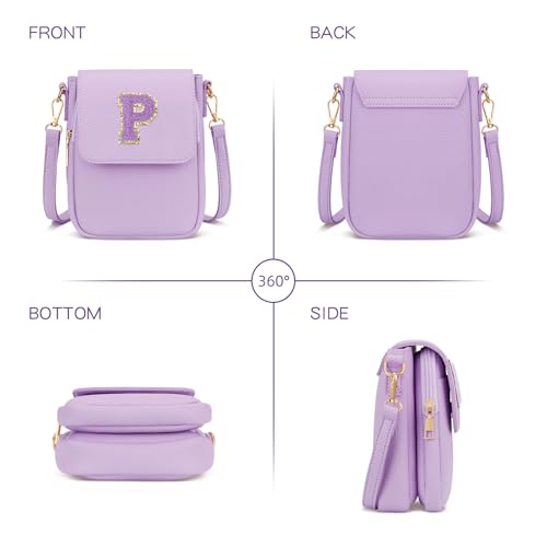 Image of Gift for Girls Small Initial Crossbody Bag for Teens Vegan Leather Cell Phone Kids Purse