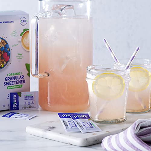 Pyure Organic Stevia Packets | Granulated Sugar Packets - White Sugar Substitute | Zero Carb, Zero Sugar, Zero Calorie Sweetener Packets | Plant-Based Stevia Packets For Keto Coffee | 80 Count #TOP5